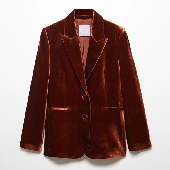 Mango Jackets & Blazers - Mango Burnt Orange Velvet Suit Blazer US M